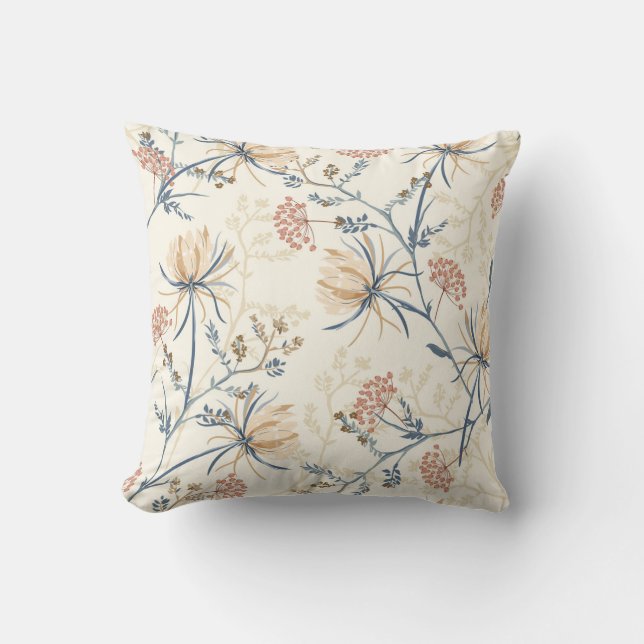Oriental Bloom – Seamless Floral Pattern  Throw Pillow (Front)