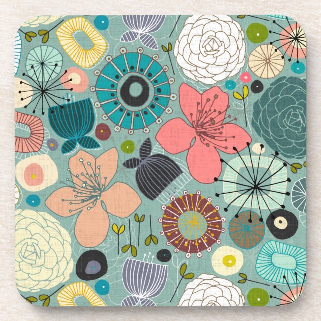 oriental blooms drink coaster (Front)