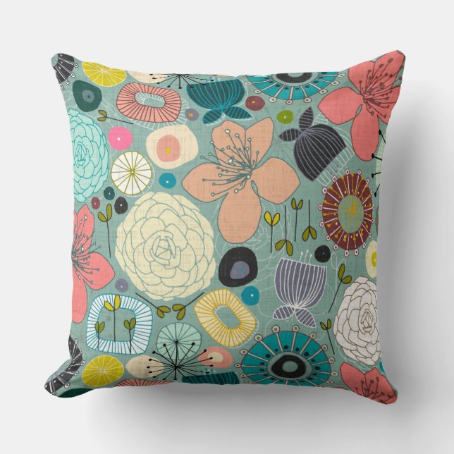 oriental blooms throw pillow (Front)