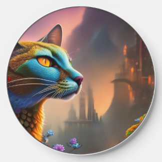 Oriental blue calico wild cat, fantasy wireless charger