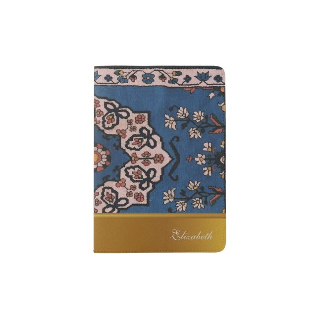 Oriental Blue  Carpet -Personalized Passport Holder (Front)