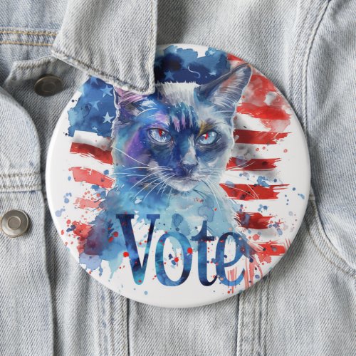 Oriental Blue Cat US Elections Vote for Change Button