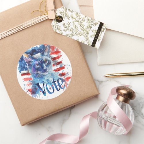 Oriental Blue Cat US Elections Vote for Change Classic Round Sticker