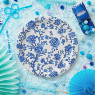 Oriental Blue Chinoiserie Paper Plates