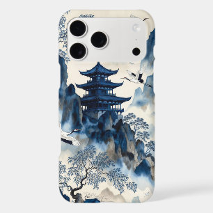 Oriental Blue Floral Pagoda Aesthetic iPhone 17 Pro Max Case