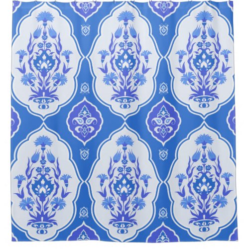 Oriental Blue Floral Seamless Elegance Shower Curtain