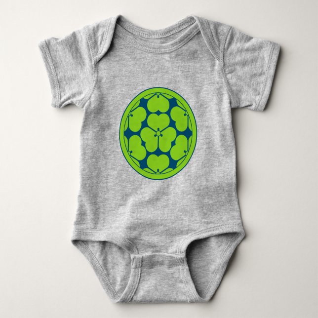 Oriental Blue Green Chosokabe Japan Mon Vector Art Baby Bodysuit (Front)