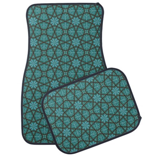 Oriental Blue Grey Arabic Egypt Geometric Pattern Car Floor Mat