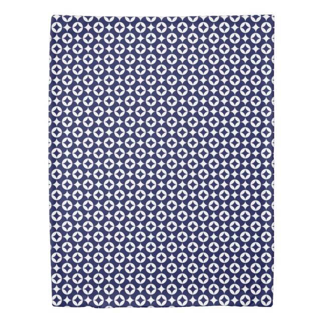 Oriental Blue Interlocking Circles Geometric  Duvet Cover (Front)