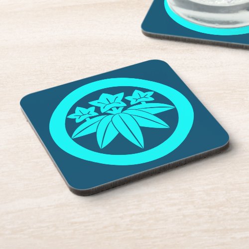 Oriental Blue Kamakura Minamoto Japan Mon Vector Beverage Coaster