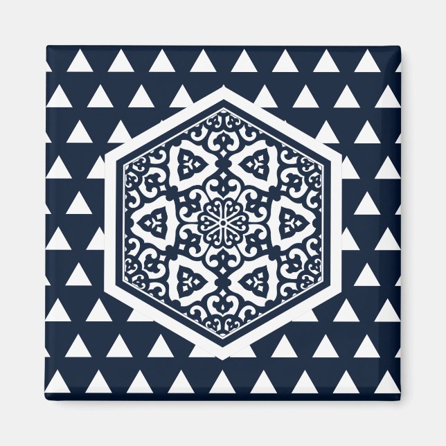 Oriental Blue Ottoman Turkish Tracery Vector Art Magnet (Front)