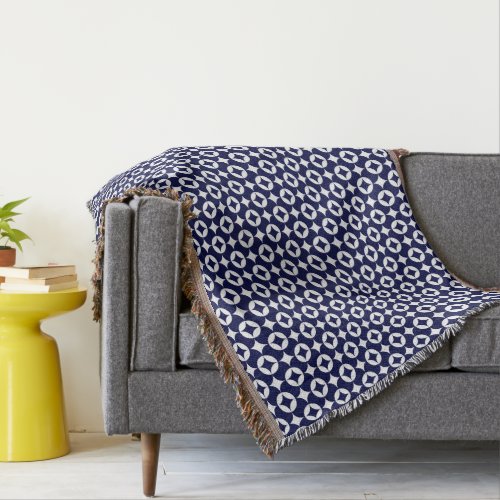 Oriental Blue Overlapping Circles Shippo Geometric Throw Blanket