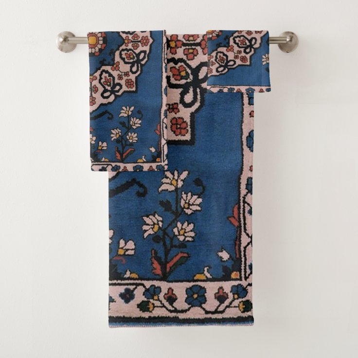 Oriental Blue Persian Turkish Carpet Bath Towel Set Zazzle