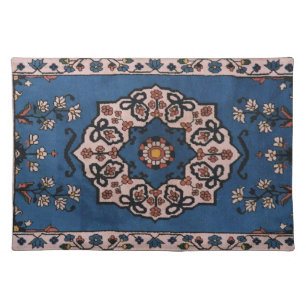 Oriental Blue Persian Turkish Carpet Pattern Cloth Placemat