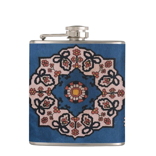 Oriental Blue Persian Turkish Pattern, Carpet Flask (Front)