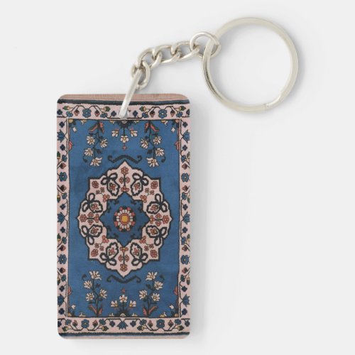 Oriental Blue Persian Turkish  PatternCarpet Keychain