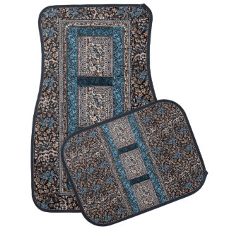 Oriental Blue Rug Design Set of 4 Car Mats
