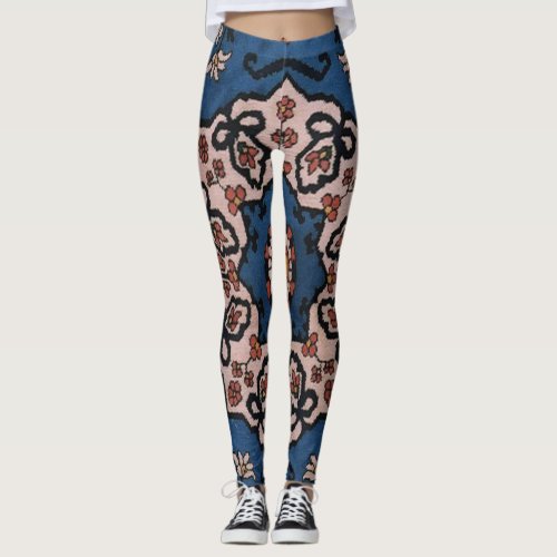 Oriental Blue Turkish Persian  Pattern Leggings