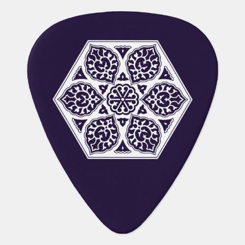 Oriental Blue Turkish Rosette Geometric Art Guitar Pick