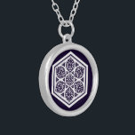 Oriental Blue Turkish Rosette Geometric Vector Art Silver Plated Necklace<br><div class="desc">Gift your friend this cool necklace with this beautiful blue ware Turkish Ottoman rosette pattern on a white background. Ottoman pattern from the Turkish empire in blue and white. It looks a like that famous Dutch blue ware. This is the kind of traditional patterns used in the Ottoman empire. It...</div>