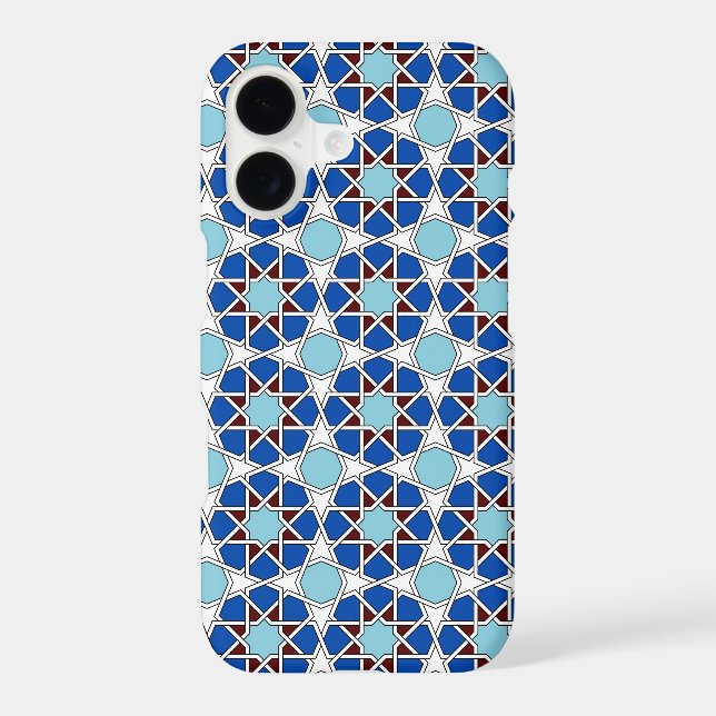 Oriental Blue White Moroccan Geometric Pattern Case-Mate iPhone Case (Back)