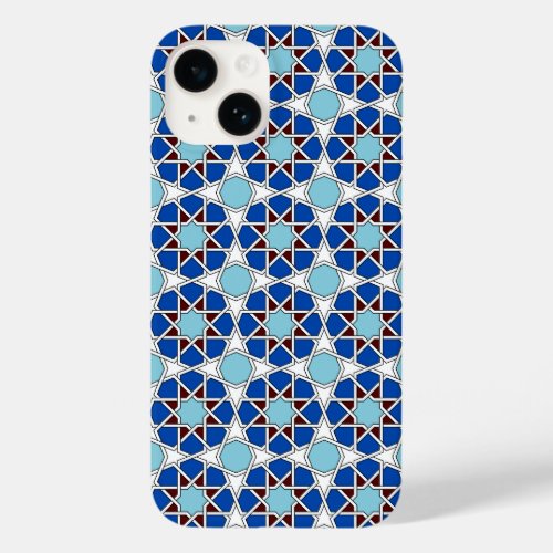 Oriental Blue White Moroccan Geometric Pattern Case_Mate iPhone 14 Case