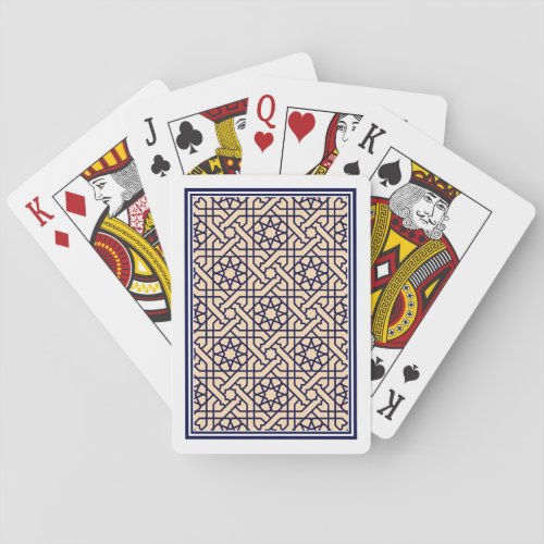 Oriental Blue White Moroccan Geometric Pattern Poker Cards