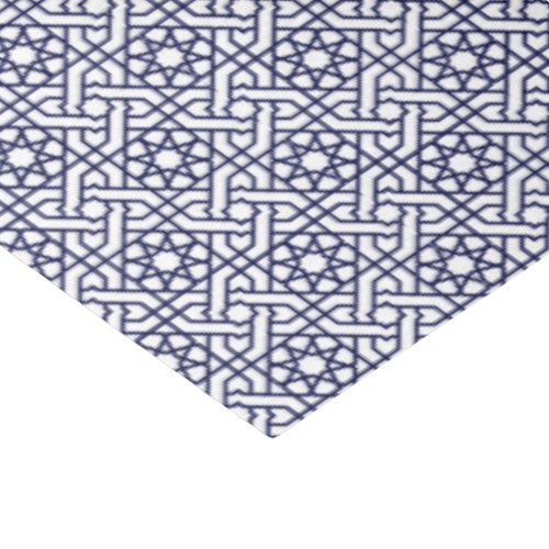 Oriental Blue White Moroccan Geometric Pattern Tissue Paper