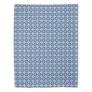 Oriental Blue White Moroccan Geometric Vector Art Duvet Cover