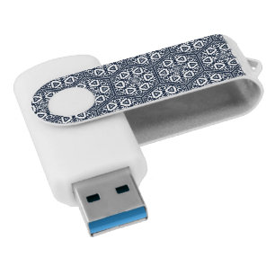Oriental Blue White Ottoman Turkish Tracery Art Flash Drive