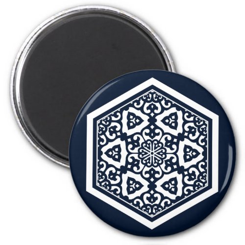 Oriental Blue White Ottoman Turkish Tracery Art Magnet