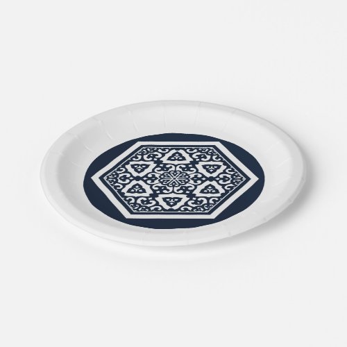 Oriental Blue White Ottoman Turkish Tracery Art Paper Plates