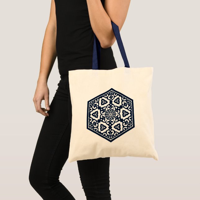 Oriental Blue White Ottoman Turkish Tracery Art Tote Bag (Front (Product))