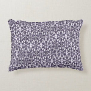 Oriental Blue White Turkish Rosette Geometric Accent Pillow