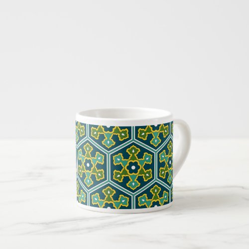 Oriental Blue Yellow Green Ottoman Turkish Hexagon Espresso Cup