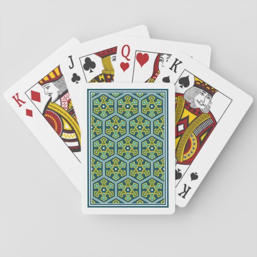 Oriental Blue Yellow Green Ottoman Turkish Hexagon Playing Cards
