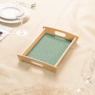 Oriental Blue Yellow Green Ottoman Turkish Hexagon Serving Tray