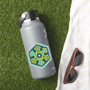 Oriental Blue Yellow Green Ottoman Turkish Hexagon Sticker