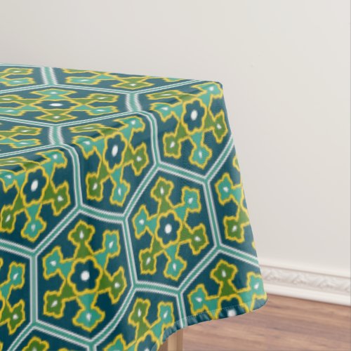 Oriental Blue Yellow Green Ottoman Turkish Hexagon Tablecloth