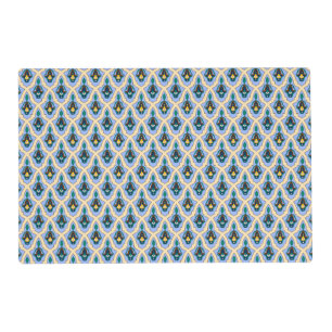 Oriental Blue Yellow Moroccan Arabic Tracery Art Placemat