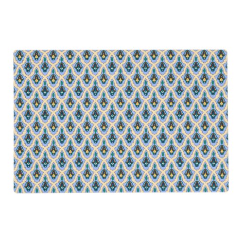 Oriental Blue Yellow Moroccan Arabic Tracery Art Placemat