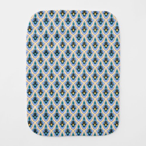 Oriental Blue Yellow Moroccan Arabic Tracery Baby Burp Cloth