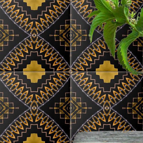 Oriental Bohemian Moroccan Black and Gold Pattern
