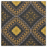 Oriental Bohemian Moroccan Black and Gold Pattern Fabric