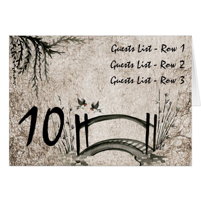 Oriental bridge Wedding Table Placeholder Cards (Front Horizontal)