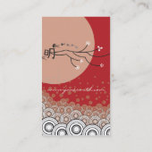Oriental Bright Moon Swallows Birds Zen Modern Art Business Card (Back)