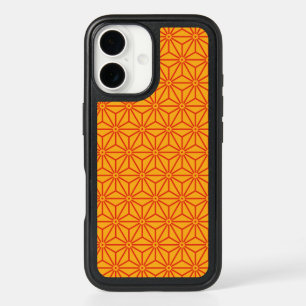 Oriental Bright Red Yellow Asanoha Japan Pattern iPhone 16 Case
