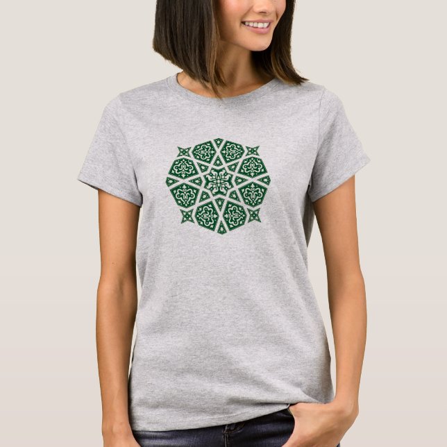 Oriental Brown Green Arabic Egypt Geometric Style T-Shirt (Front)