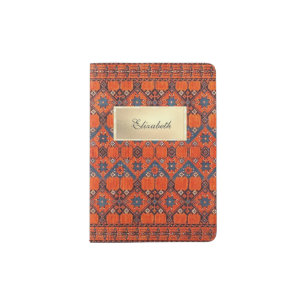 Oriental Carpet Gold Frame, -Personalized Passport Holder