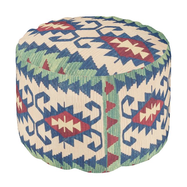 Oriental Carpet Killim Pouf (Angled Front)